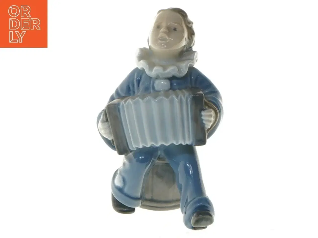 Billede 1 - Porcelænsfigur af klovn med harmonika fra Royal Copenhagen (str. 11x5 cm)