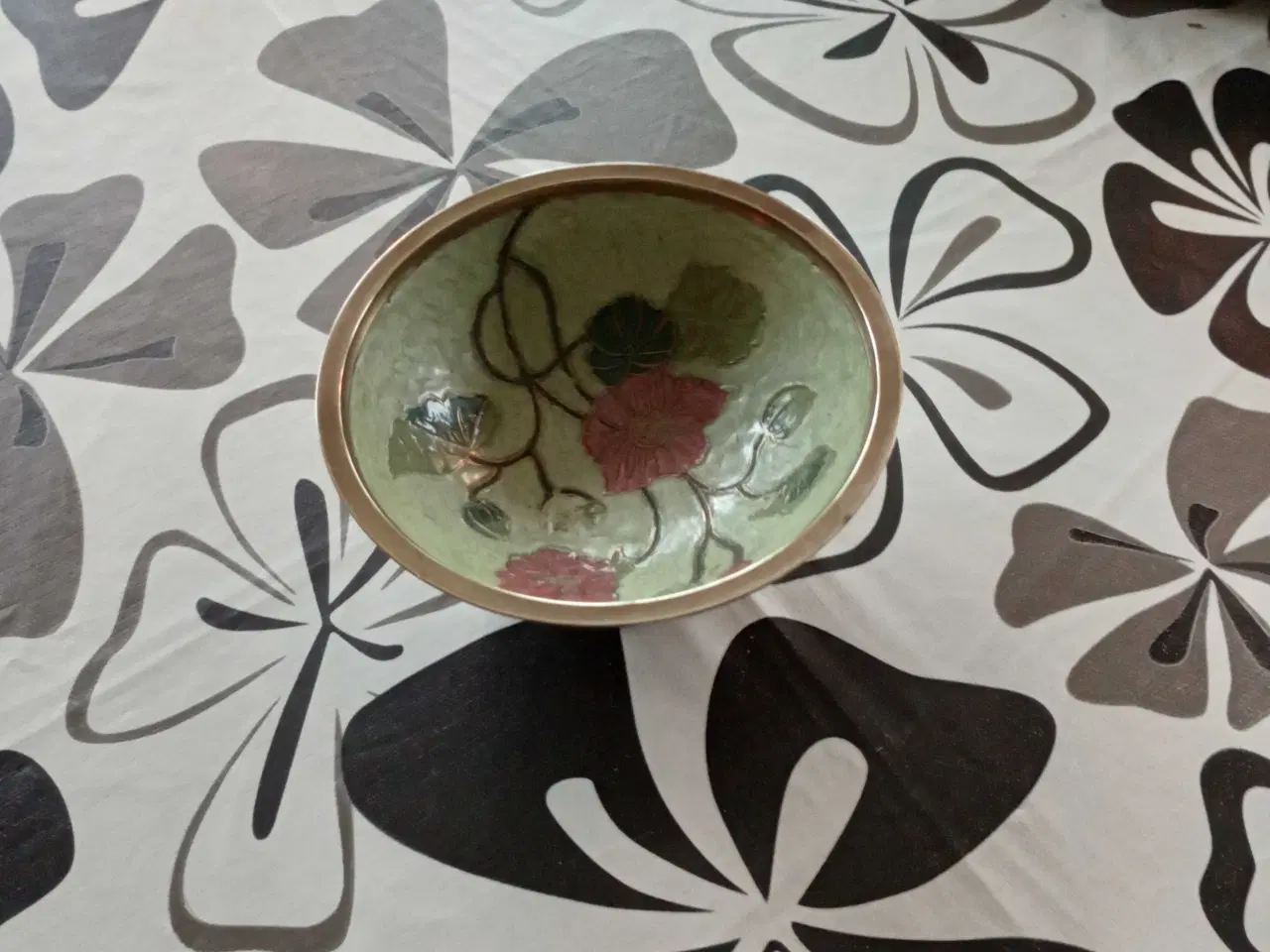 Billede 1 - Fin messing opsats,bemalet indvendig.