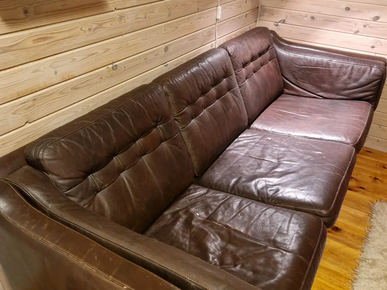 Billede 1 - Brun lædersofa 3 personer