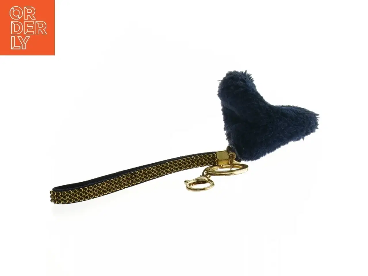 Billede 2 - Blå pels pompom nøglering fra Carpisa (str. 10 x 10 cm uden rem)