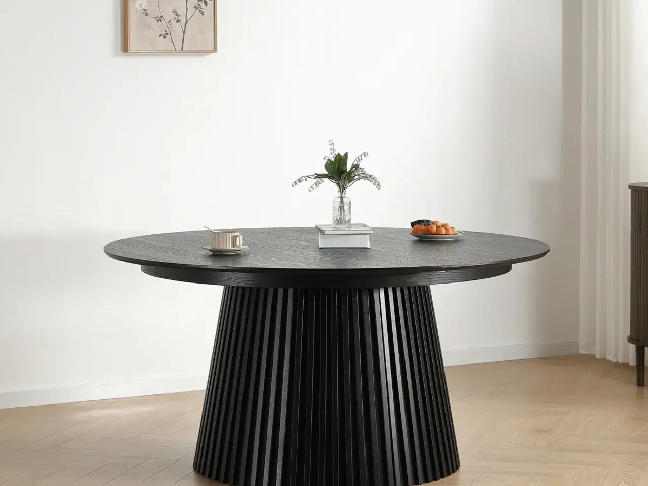 Billede 2 - Lewis - Lamel rundt Spisebord I sort Egefiner med 