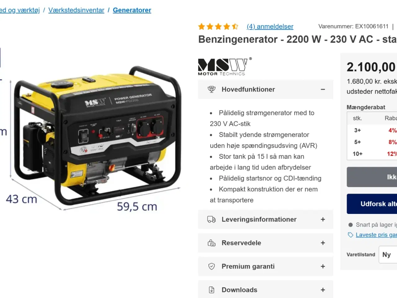 Billede 6 - Benzingenerator 2200 W