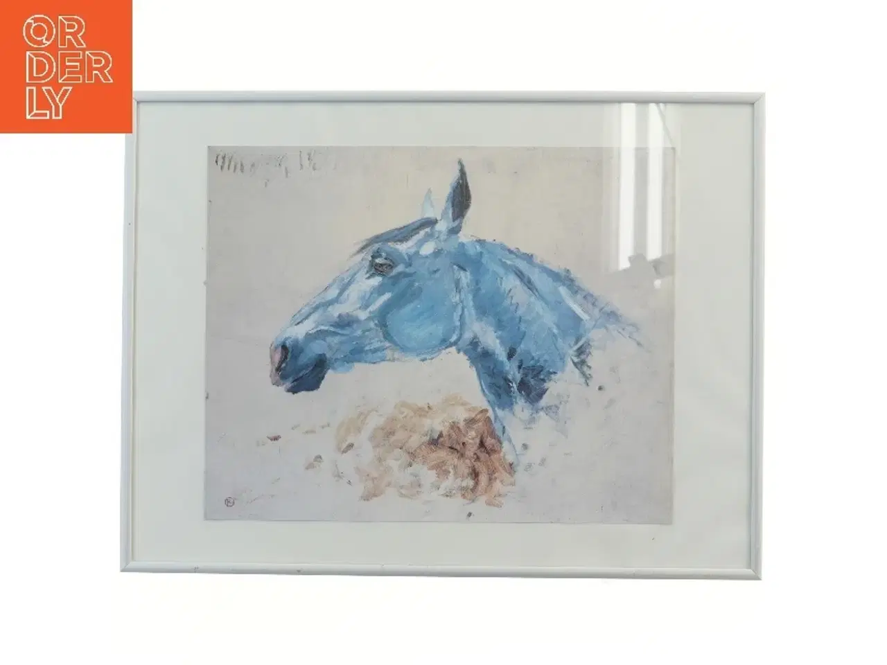 Billede 1 - Indrammet billede af hest (str. 41x31 cm)