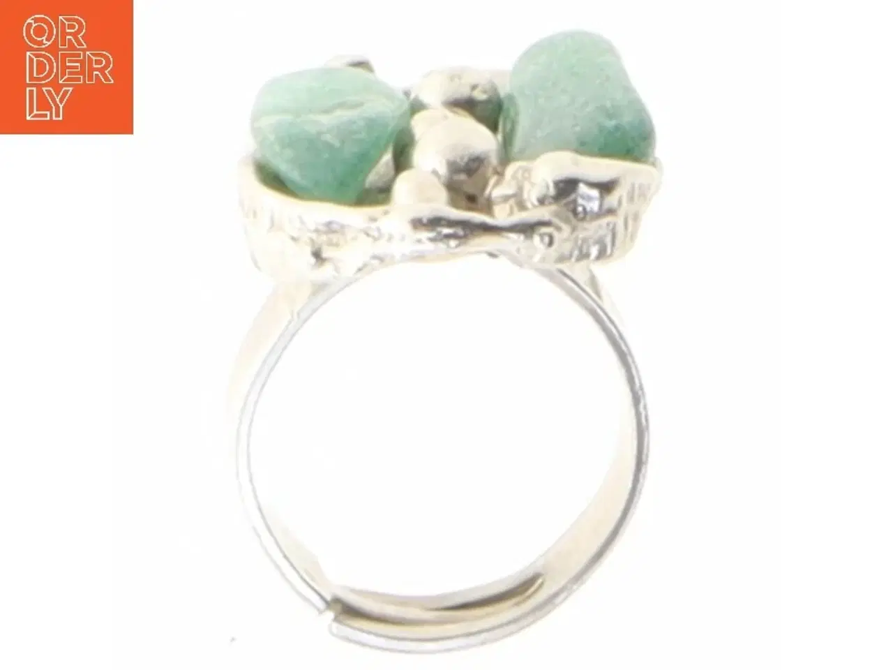 Billede 1 - Sølv ring med grønne sten (str. 52 mm)