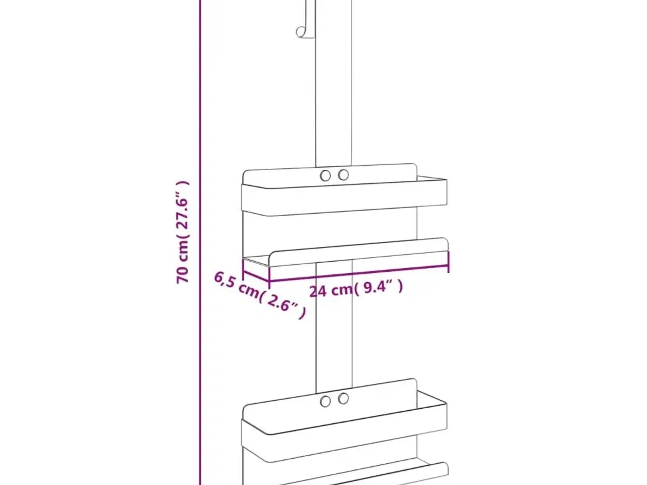 Billede 9 - Brusehylde med ophæng børstet 304 rustfrit stål matsort