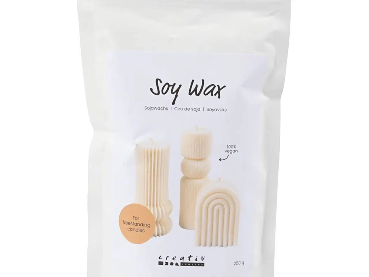 Billede 1 - Soyavoks, Til fritstående lys, creme, 250 g/ 1 pk.