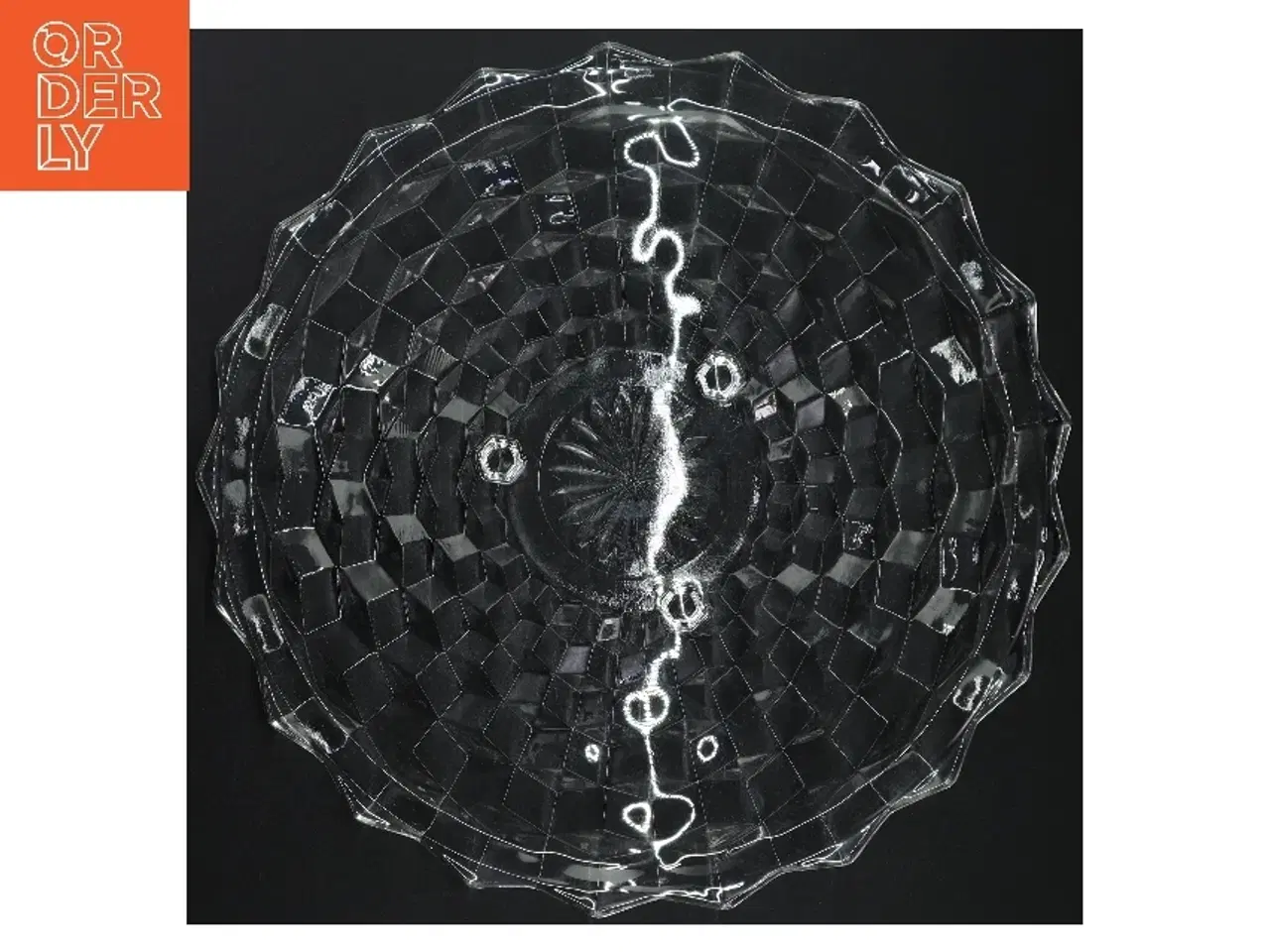 Billede 3 - Glasfad med dekorativt mønster (str. 31 cm i diameter)