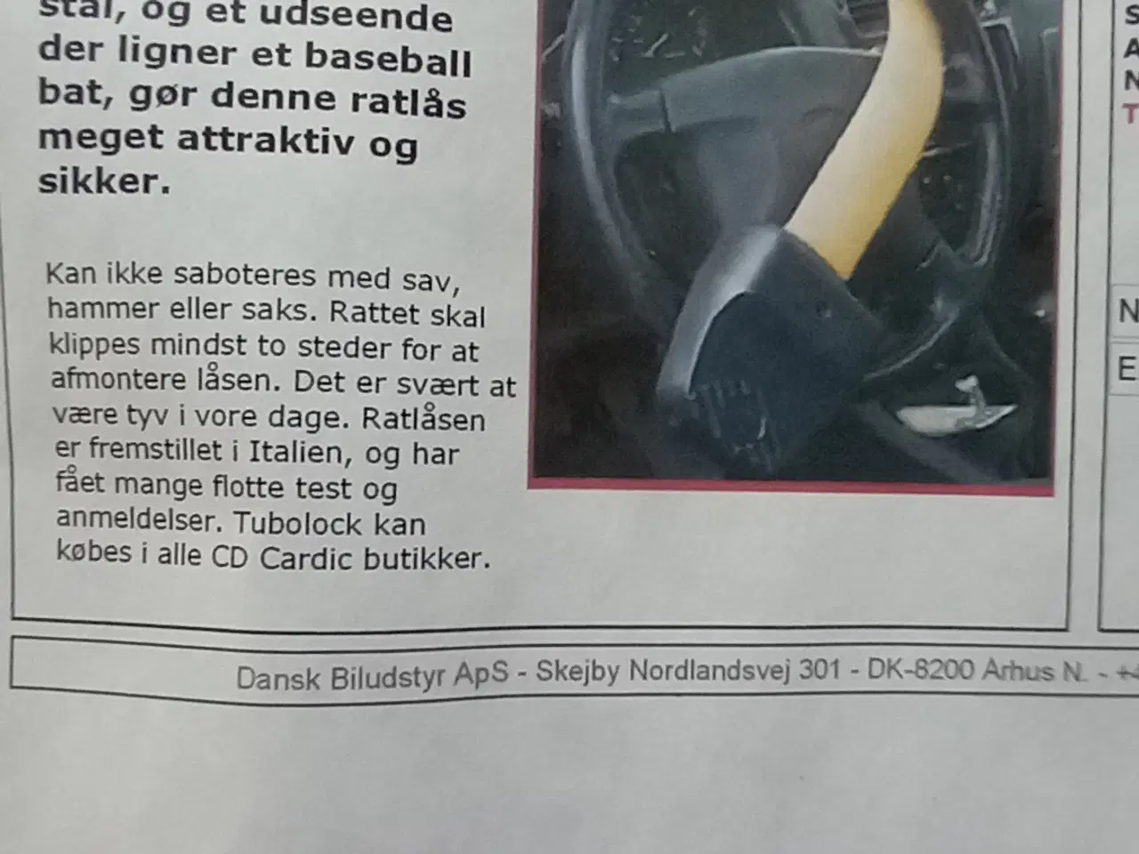 Billede 2 - Rat sikring/ Ratlås til Biler. Pro - Lock.