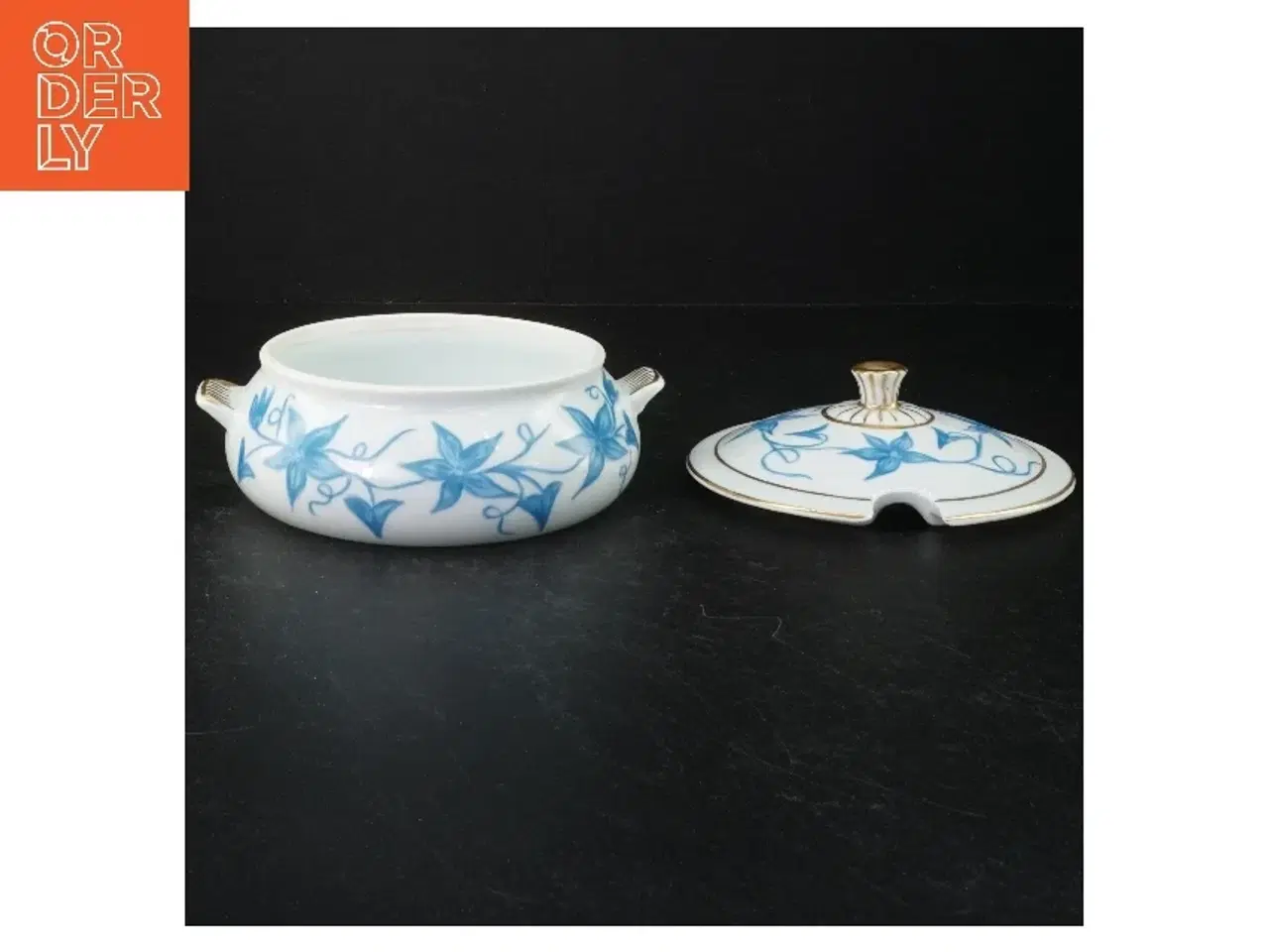 Billede 2 - Porcelænssennepskrukke med blåmønster