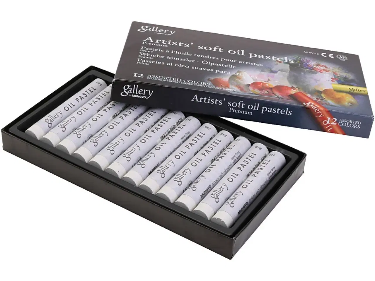 Billede 1 - Gallery Oliepastel 12 stk. i grå metal - Høj kvalitet