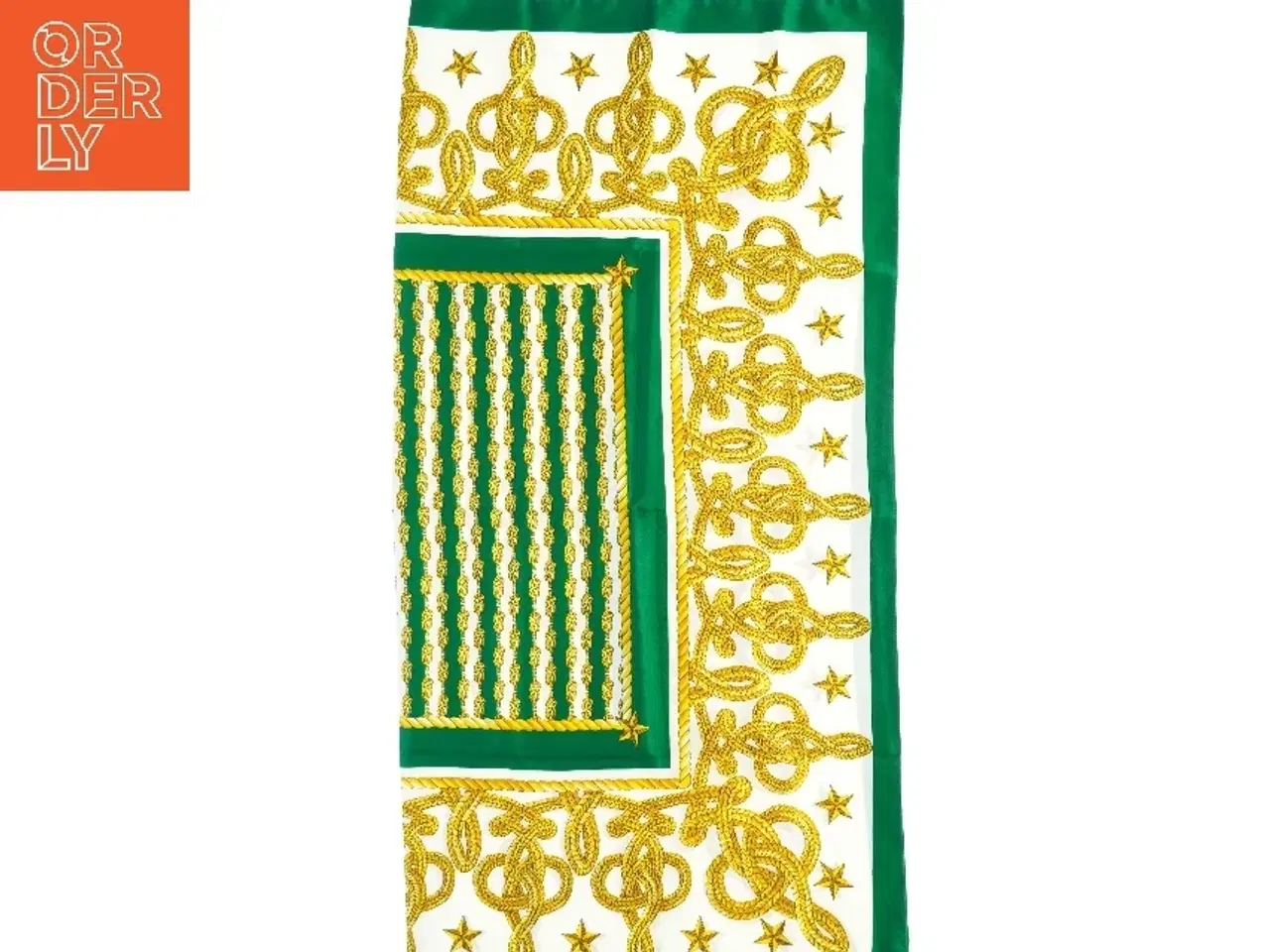 Billede 8 - Dekorativ grøn og gul mønstret dug (str. 85 x 85 cm)