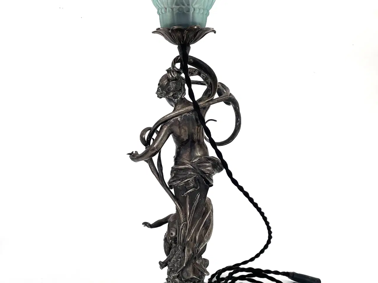 Billede 2 - Art Nouveau Lampe, Hvidmetal, 100 år gl