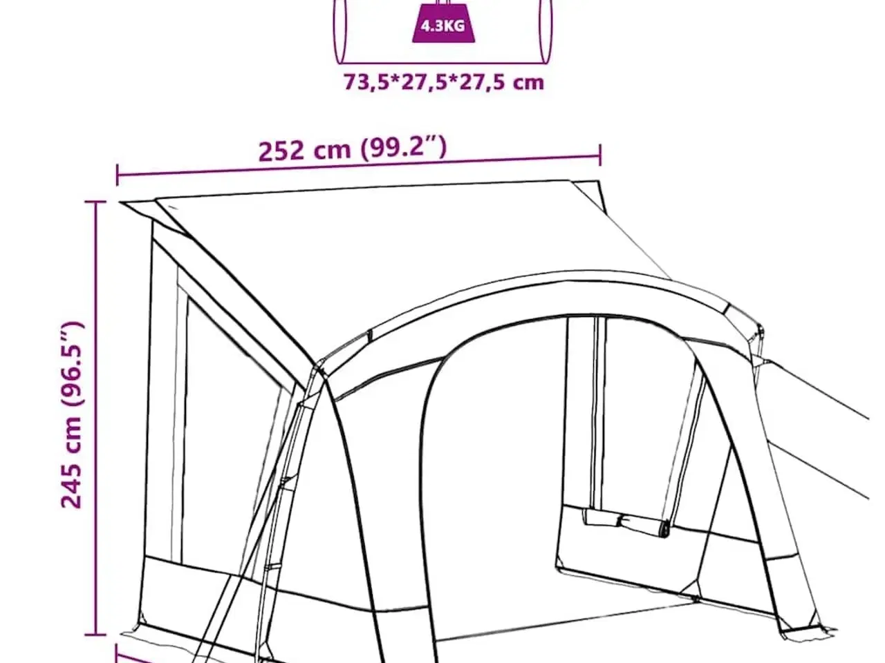 Billede 12 - Camping telt med tag med opbevaring Grøn 330 x 250 x 245 cm