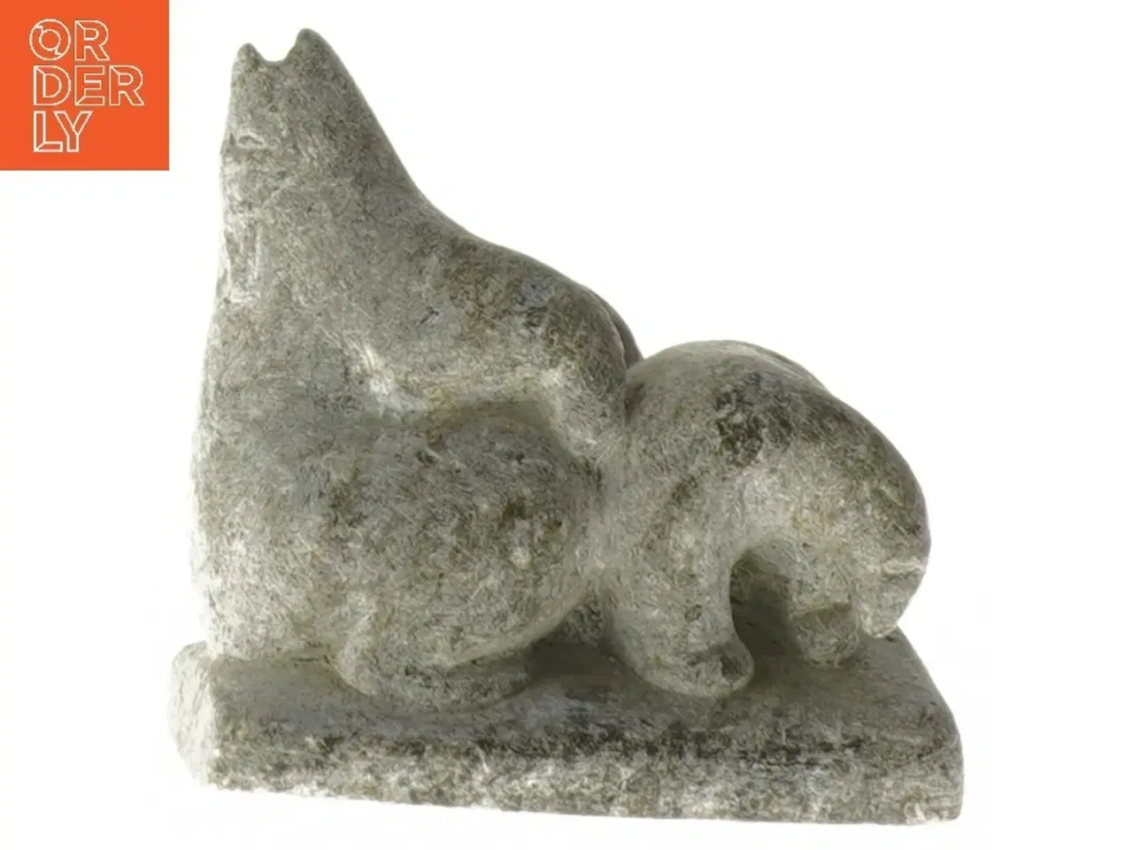 Billede 1 - Grønlandsk fedtstensfigur - Isbjørnemotiv (str. 9x5x8,5 cm)