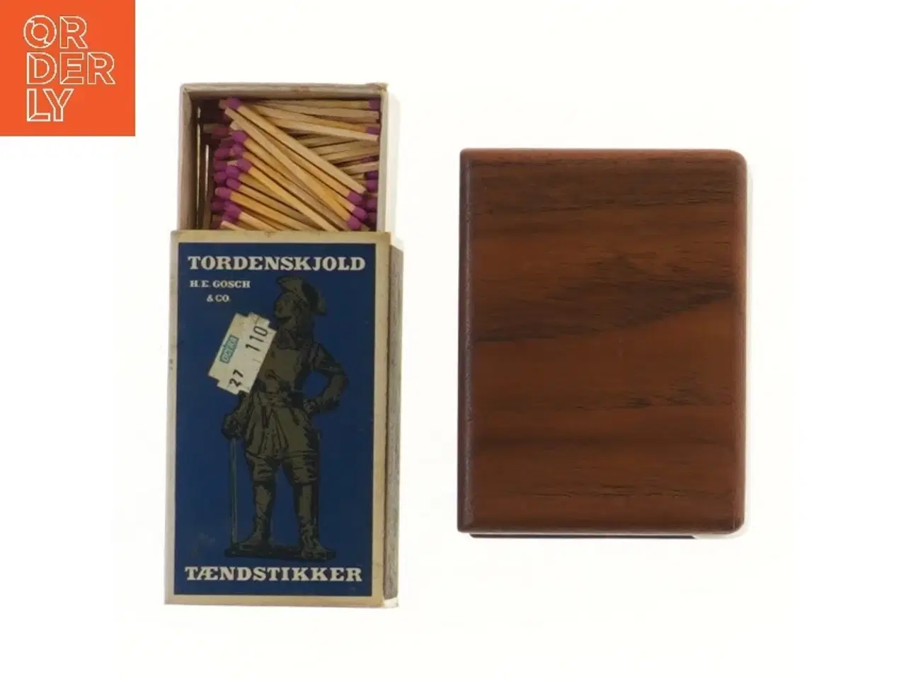 Billede 1 - Træ æske med tændstikker (str. 10x7x4 cm)