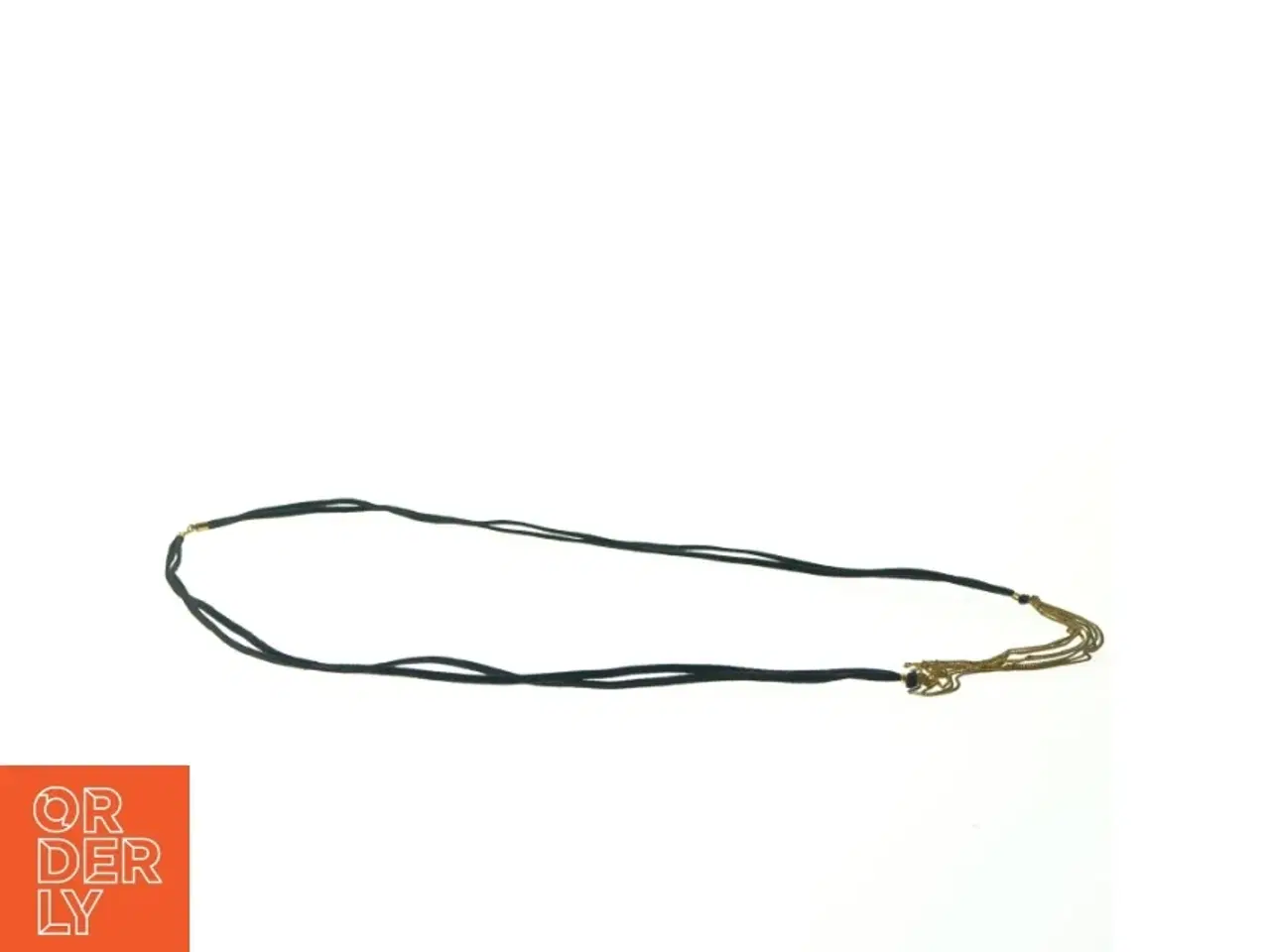 Billede 2 - Hals kæde i ruskind og guldkæder (str. 56 cm)