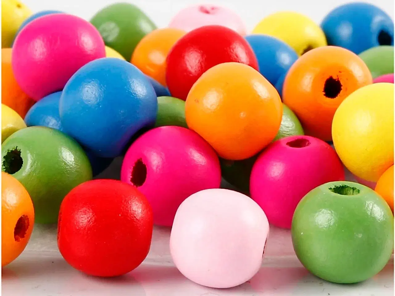 Billede 1 - Assorterede Træperler 12 mm - 500g til Smykkefremstilling