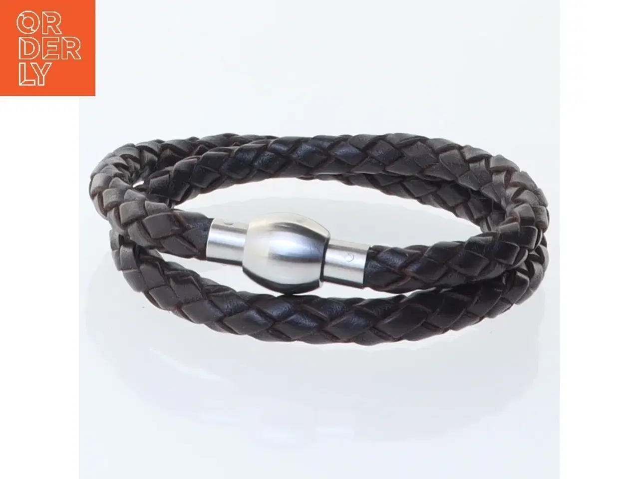 Billede 2 - Flettet læderarmbånd (str. 41,5. cm)