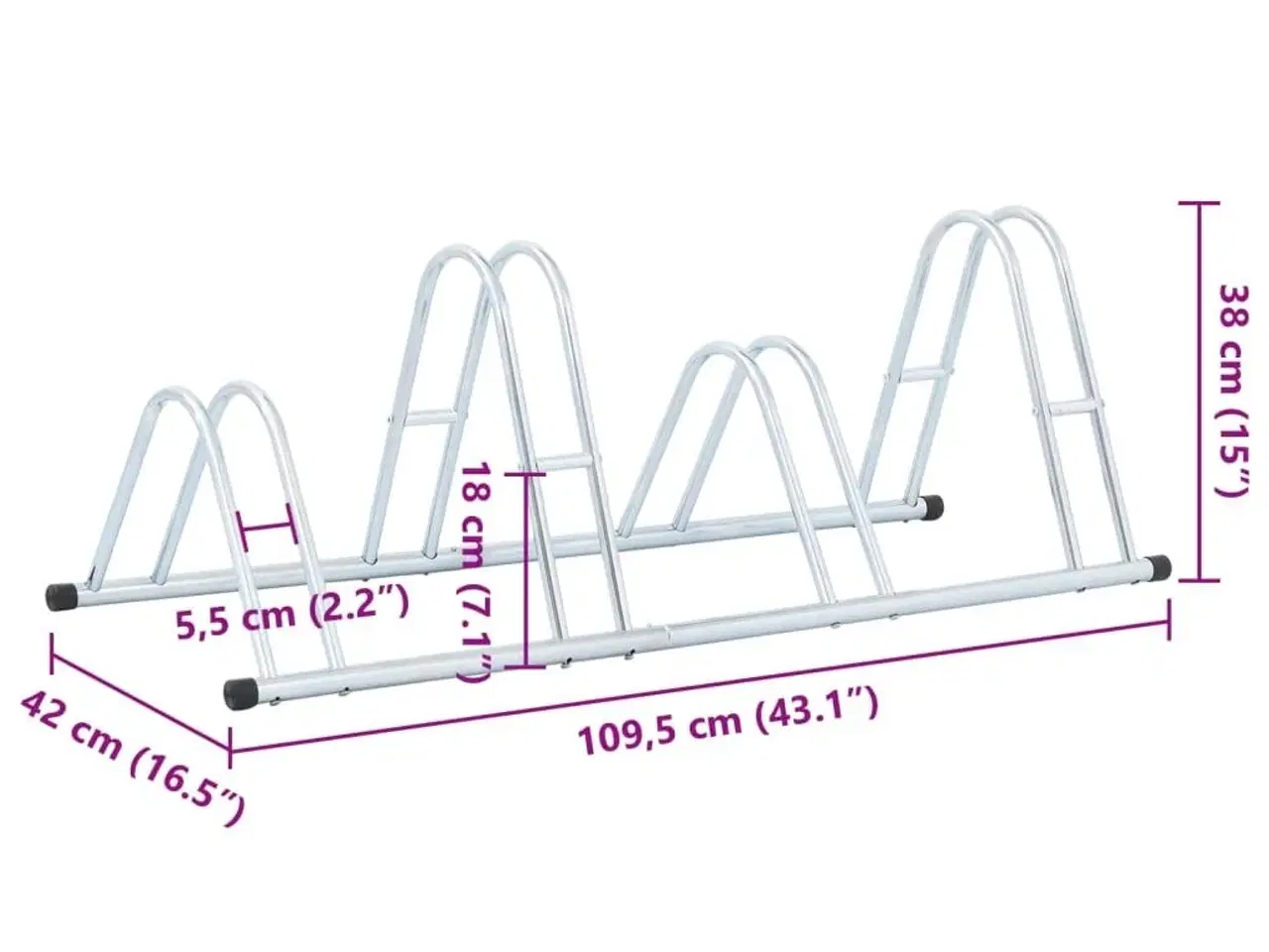 Billede 8 - Cykelstativ til 4 cykler fritstående galvaniseret stål