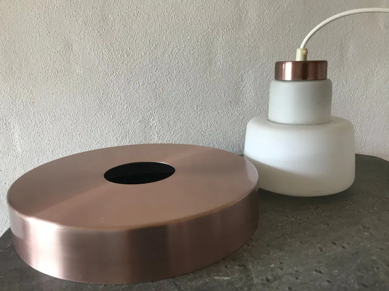 Billede 8 - Retro pendel rosa metal/rose gold og opalglas