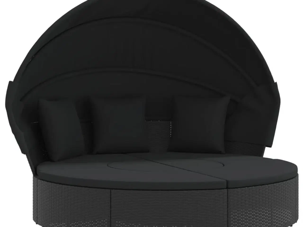 Billede 2 - Udendørs loungeseng med tag og hynder polyrattan sort