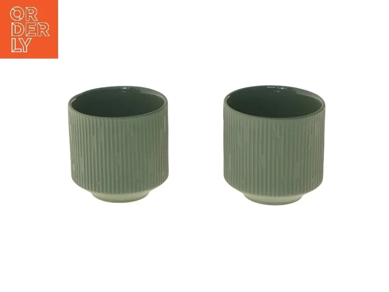 Billede 1 - Grønne keramiske krus, 2 stk, Ø 7 cm fra House of Sander (str. 2 stk Ø 7 cm)