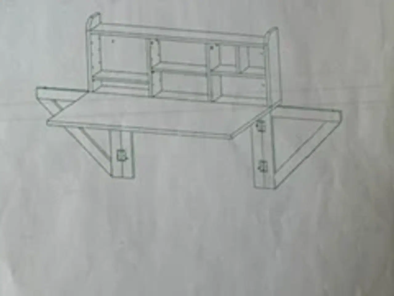 Billede 1 - Hvidlakeret væghængt skrivebord 