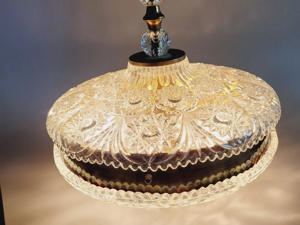 Billede 3 - ⭐️· Stor Vintage Loftslampe i Støbt Krystalglas