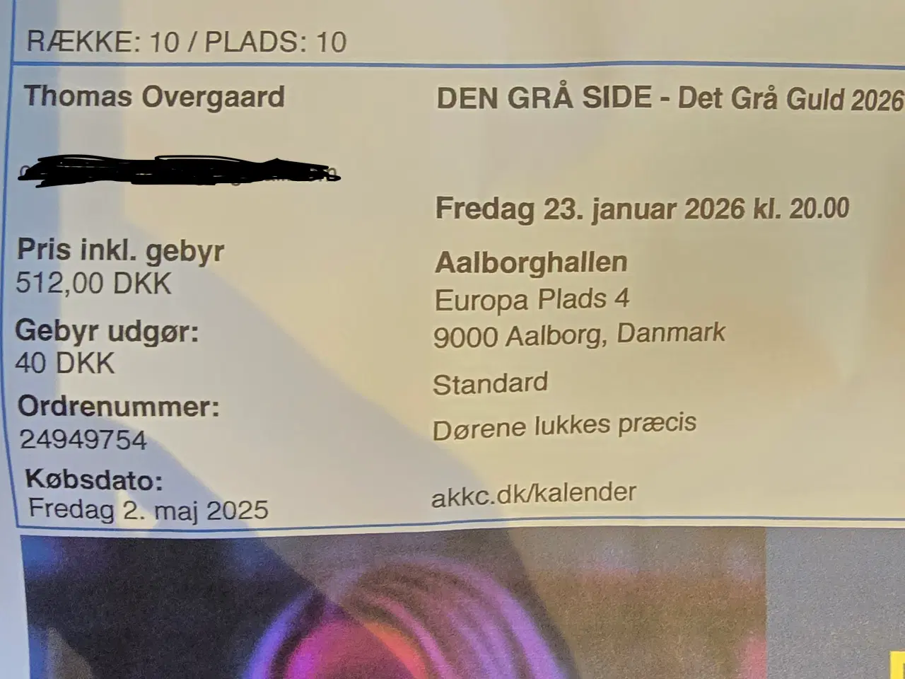 Billede 1 - Den grå side 2026 Søren Rasted. 4 billetter