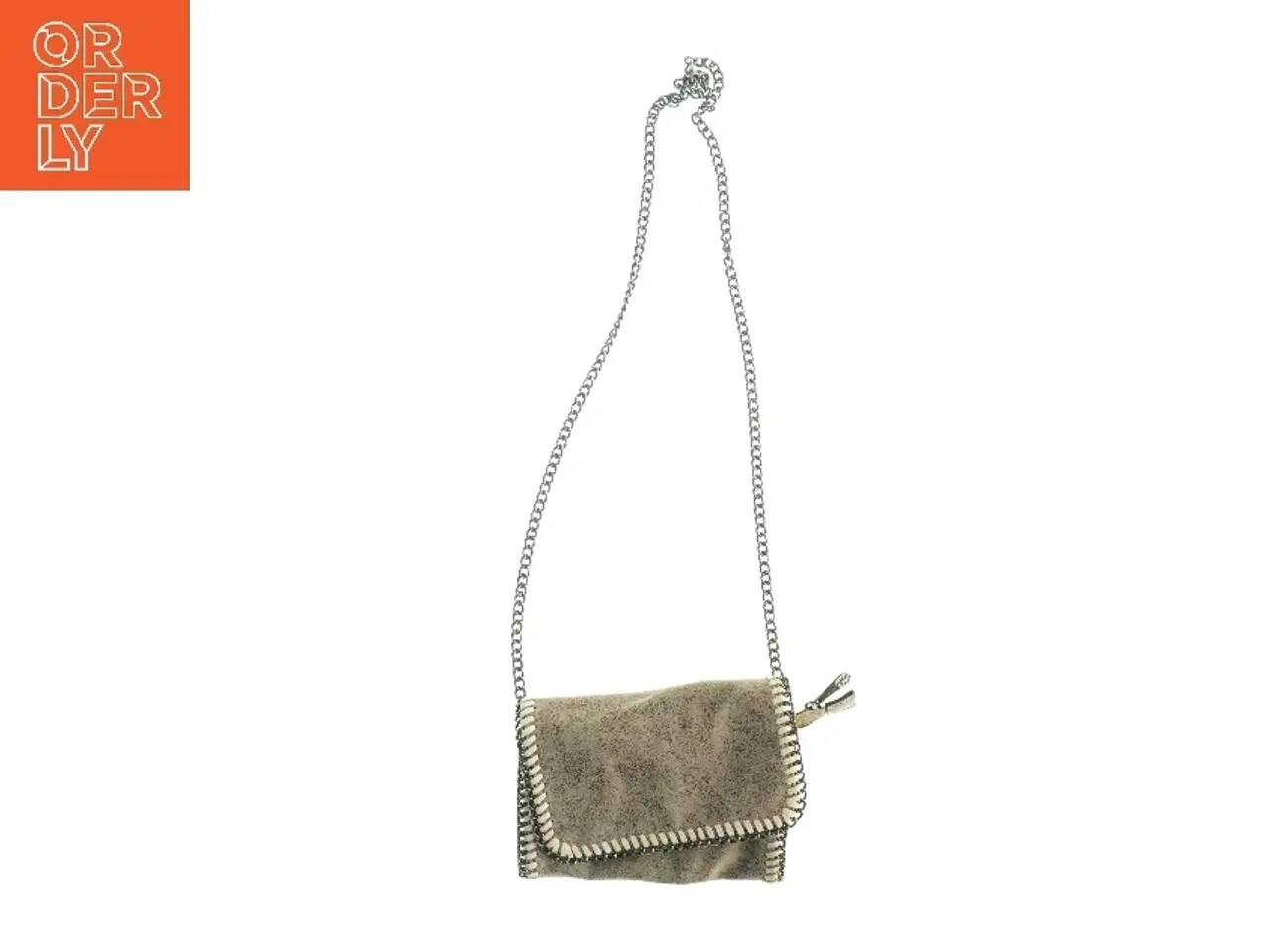 Billede 1 - Lille skuldertaske i ruskind med kædestrop (str. 20 x 14 cm)