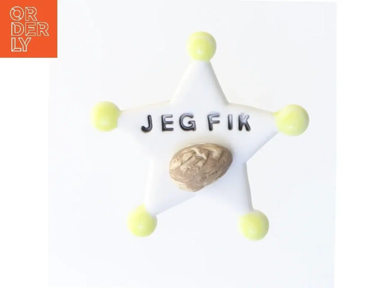 Billede 1 - Badge med tekst 'JEG FIK' (str. 7 cm)