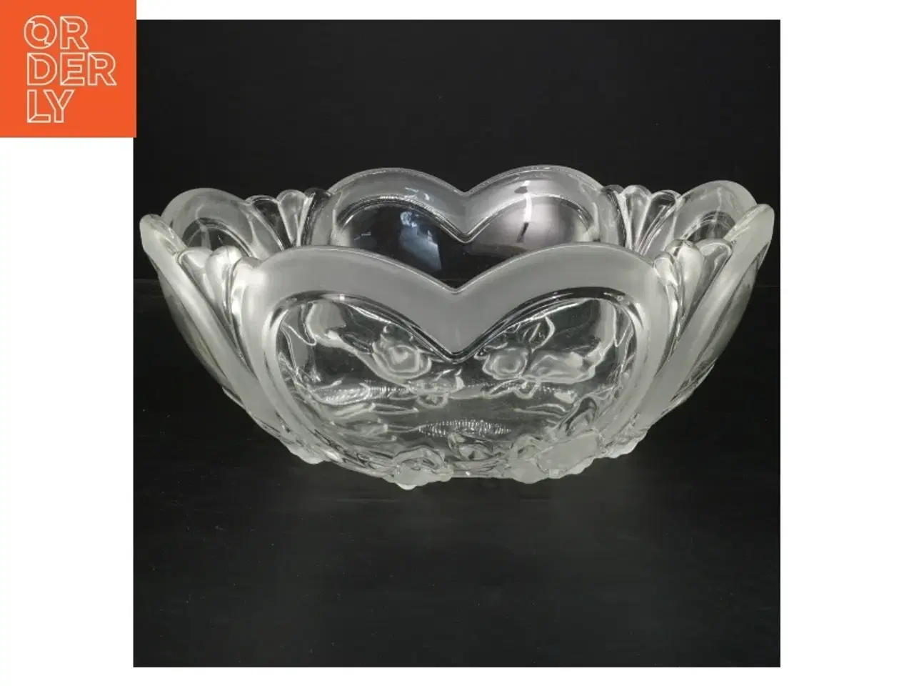 Billede 1 - Glas skål med blomster design (str. 27,5 cm)