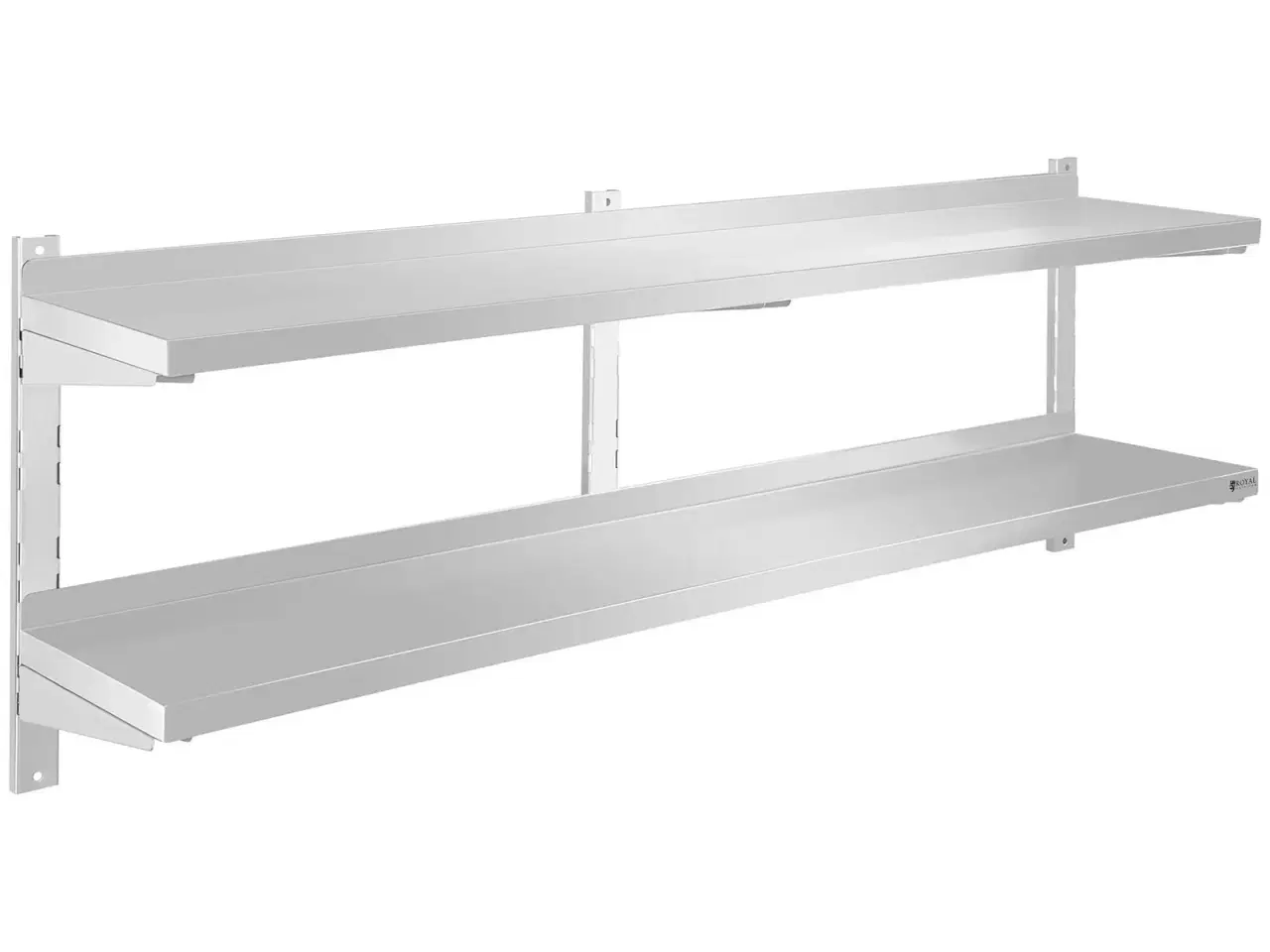 Billede 1 - Væghylde i rustfrit stål – dobbeltmodel – 160x30cm