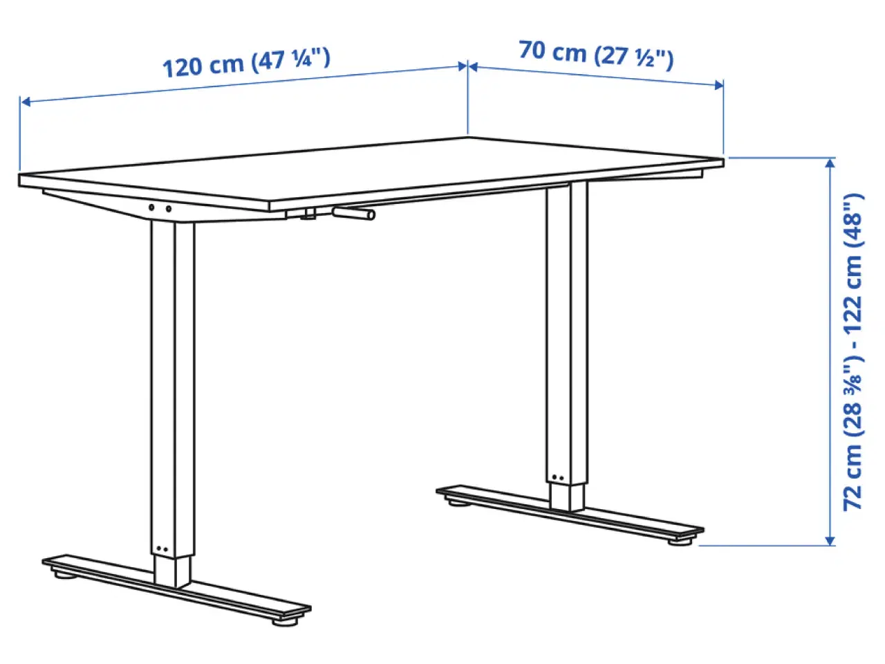 Billede 4 - TROTTEN Skrivebord hæve/sænke, hvid fra IKEA