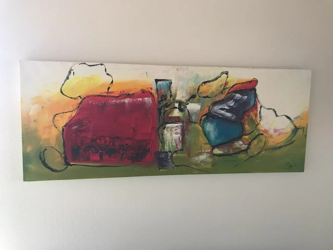 Billede 1 - Akrylmaleri - Smuk farverig maleri 130 x 50 cm  