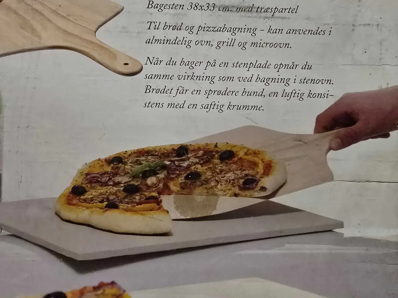 Billede 4 - Pizza bagesten med  træspartel 