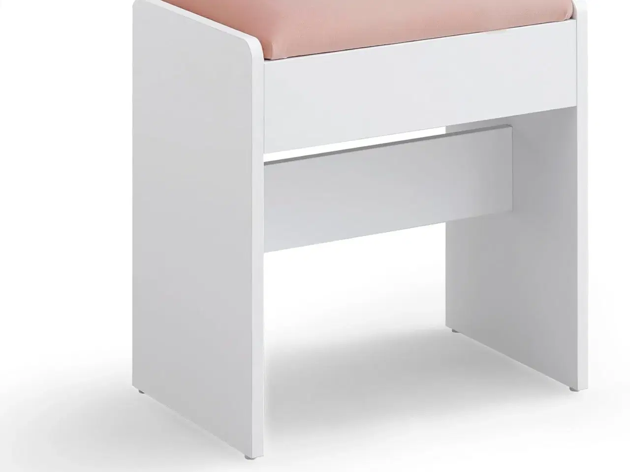 Billede 1 - Makeupskammel polstret velvet, skridsikre fødder, mat hvid/pastelrosa