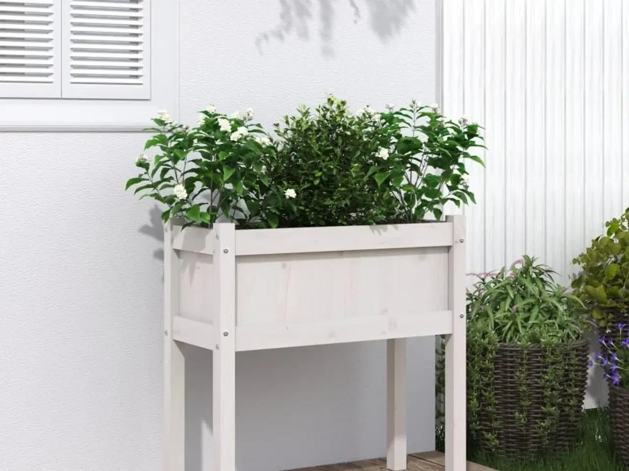 Billede 1 - Plantekasse med ben 70x31x70 cm massivt fyrretræ hvid