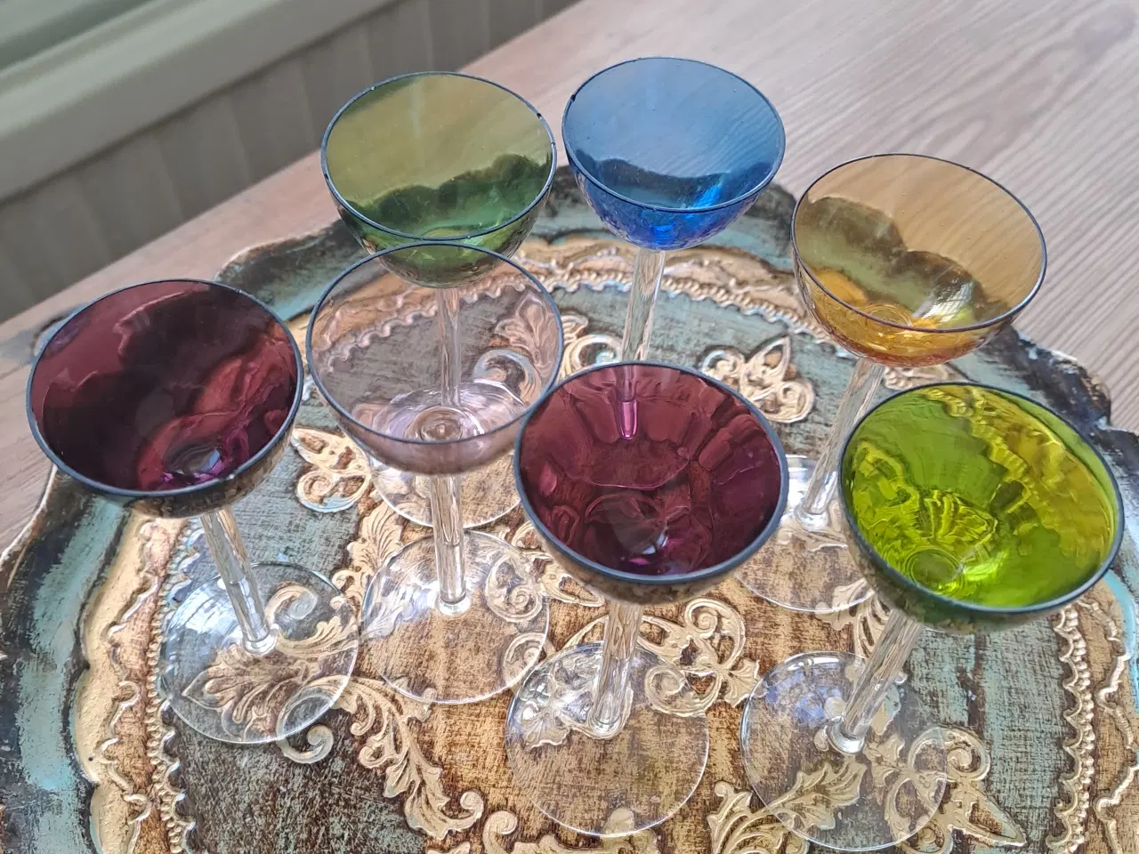 Billede 1 - 7 stk. små farvede glas.