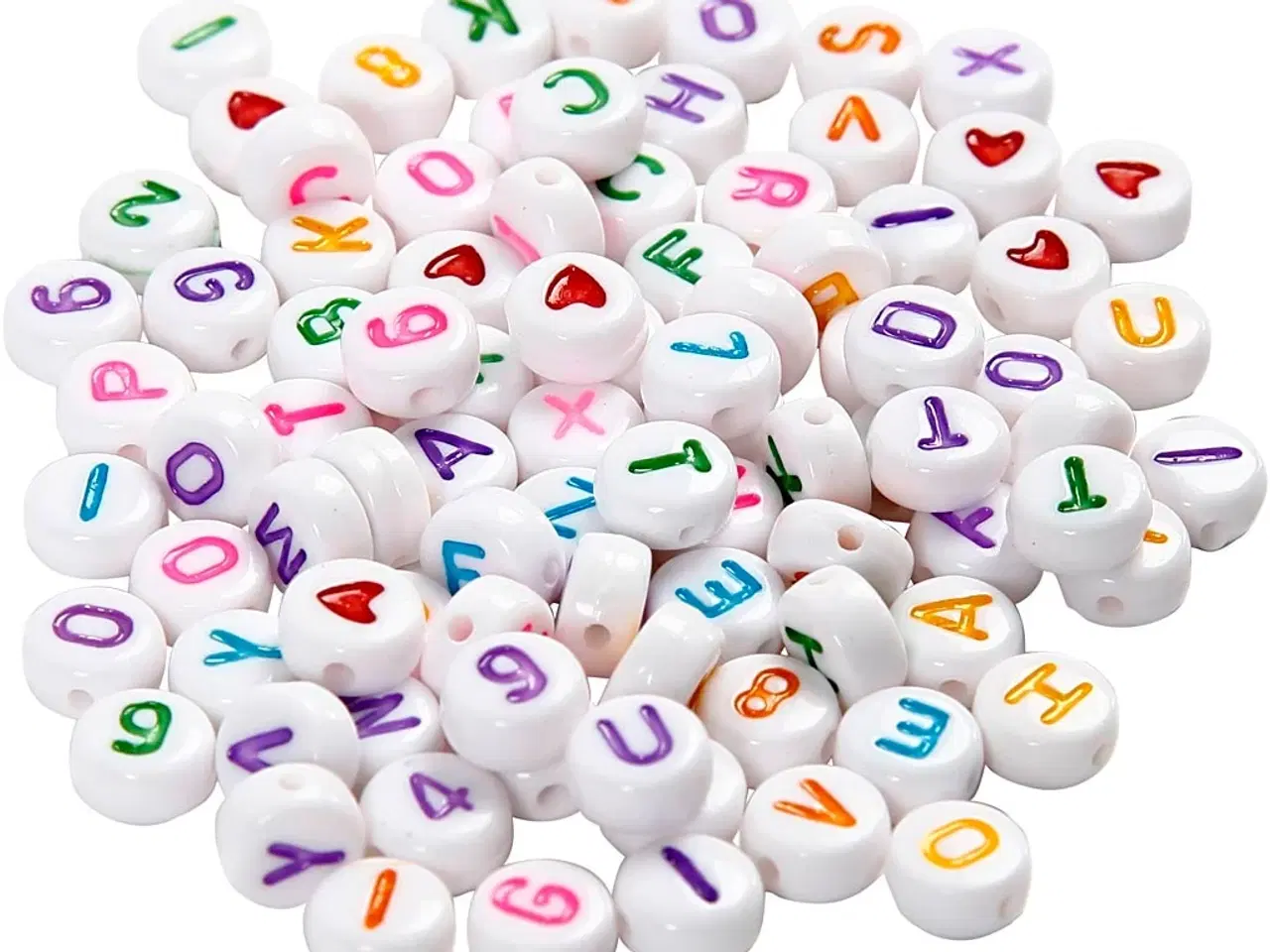 Billede 1 - Bogstavperler, str. 7 mm, hulstr. 1,2 mm, hvid, 25g/ 1 pk.