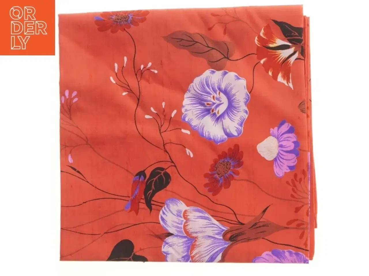 Billede 1 - Blomstret tekstil (str. 90x90 cm)