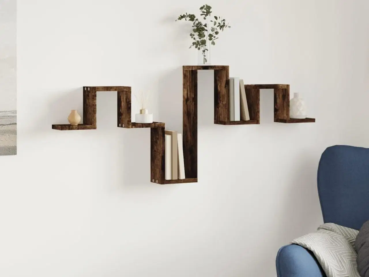 Billede 3 - Væghylde 104,5x10x43 cm konstrueret træ røget egetræsfarve