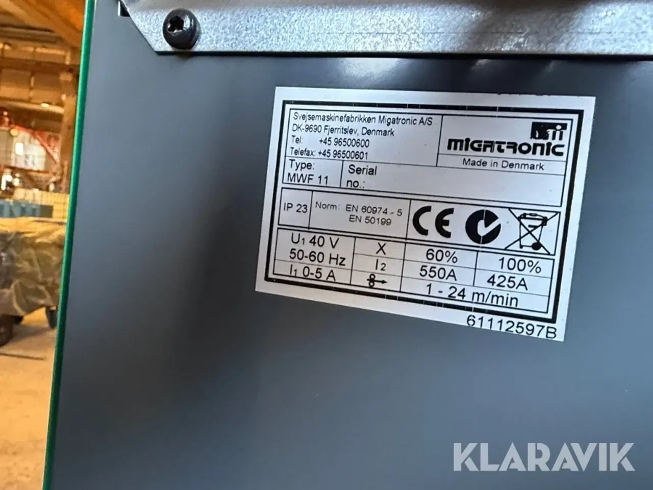 Billede 12 - Svejsemaskine Migatronic MIG 445 MK III + MWF 11 trådfremfører 1 styk