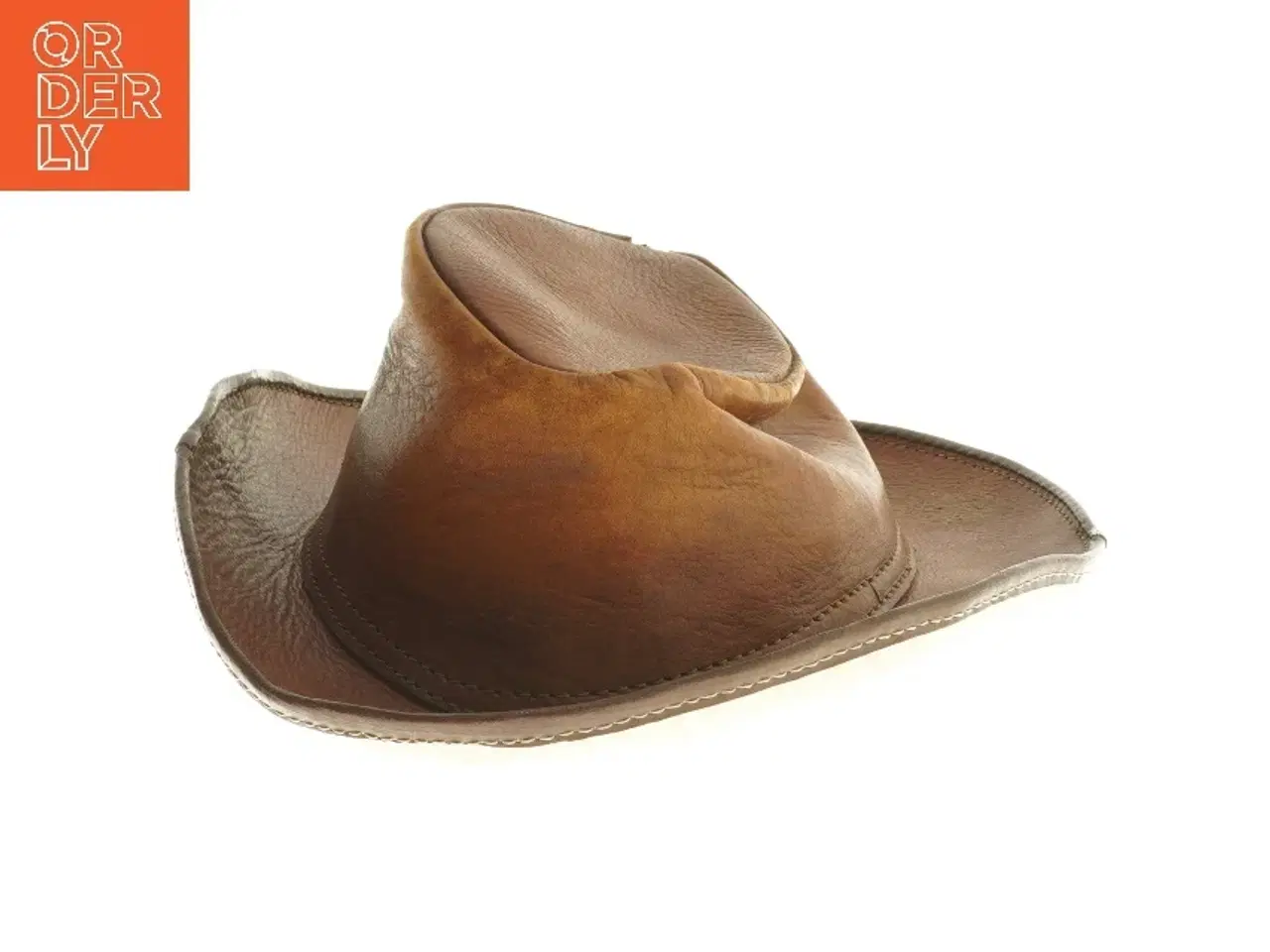 Billede 2 - Brun læderhat (str. Ø 22 cm)