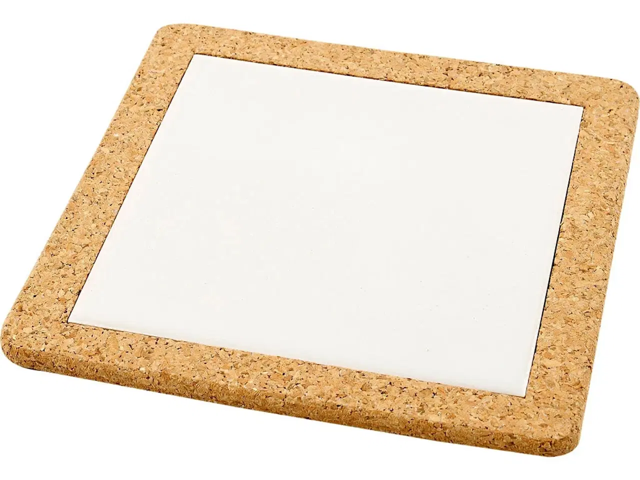 Billede 1 - Bordskåner med korkramme, str. 19x19x1,1 cm, hvid, 10stk./ 1 pk.