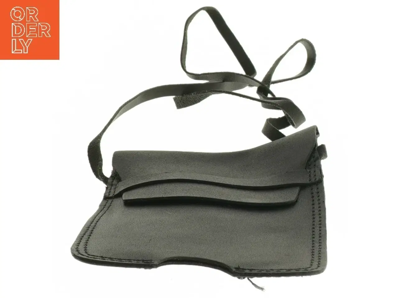 Billede 2 - Sort læder mobiltelefon taske (str. 15x9,5 cm)