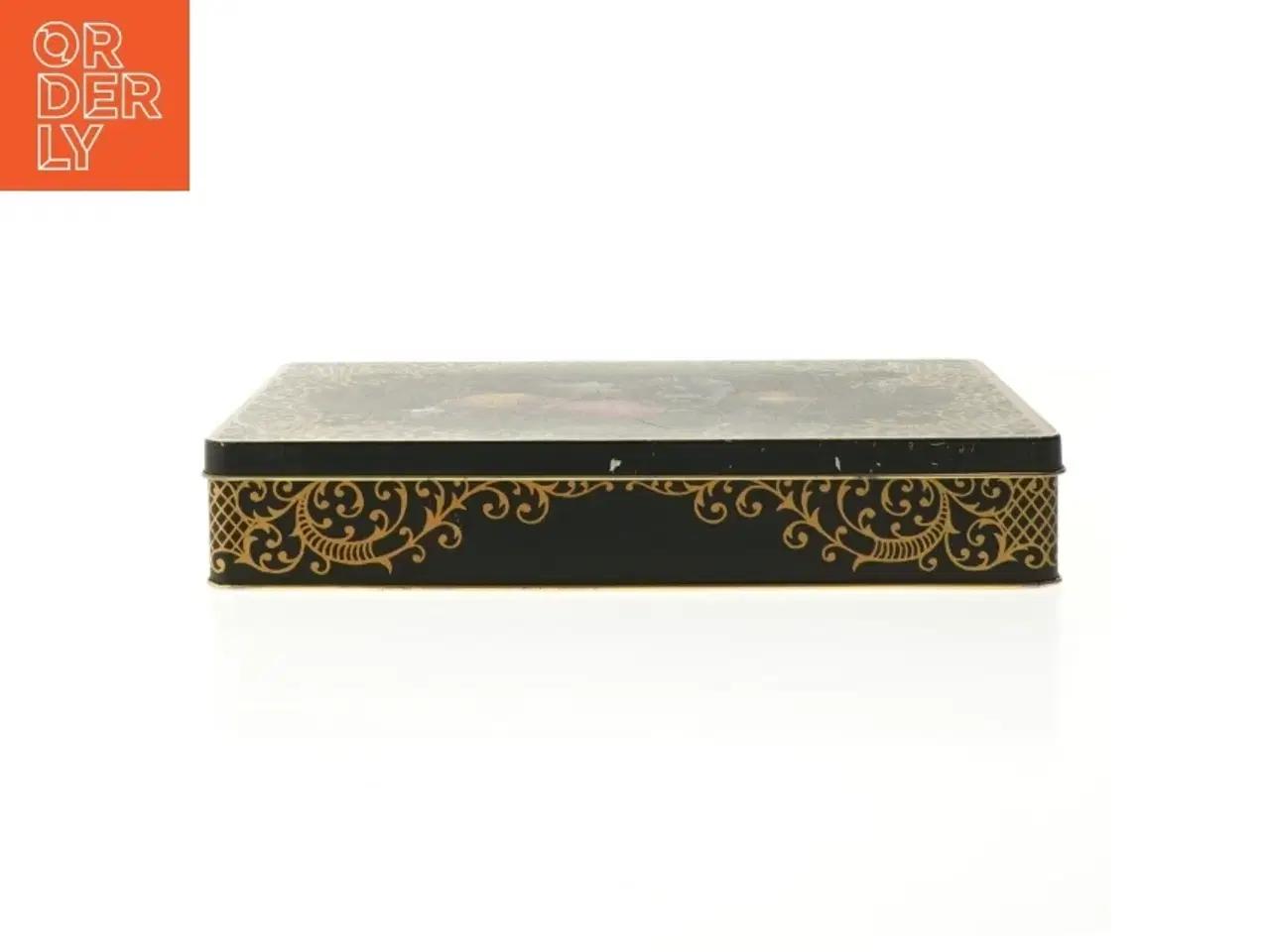 Billede 1 - Guldornamenteret vintage dekoreret blik dåse fra Mansfield (str. 26x18 cm)