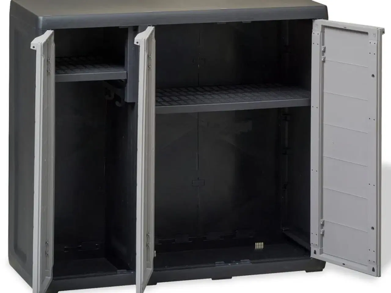 Billede 3 - Haveopbevaringsskab med 2 hylder sort og grå