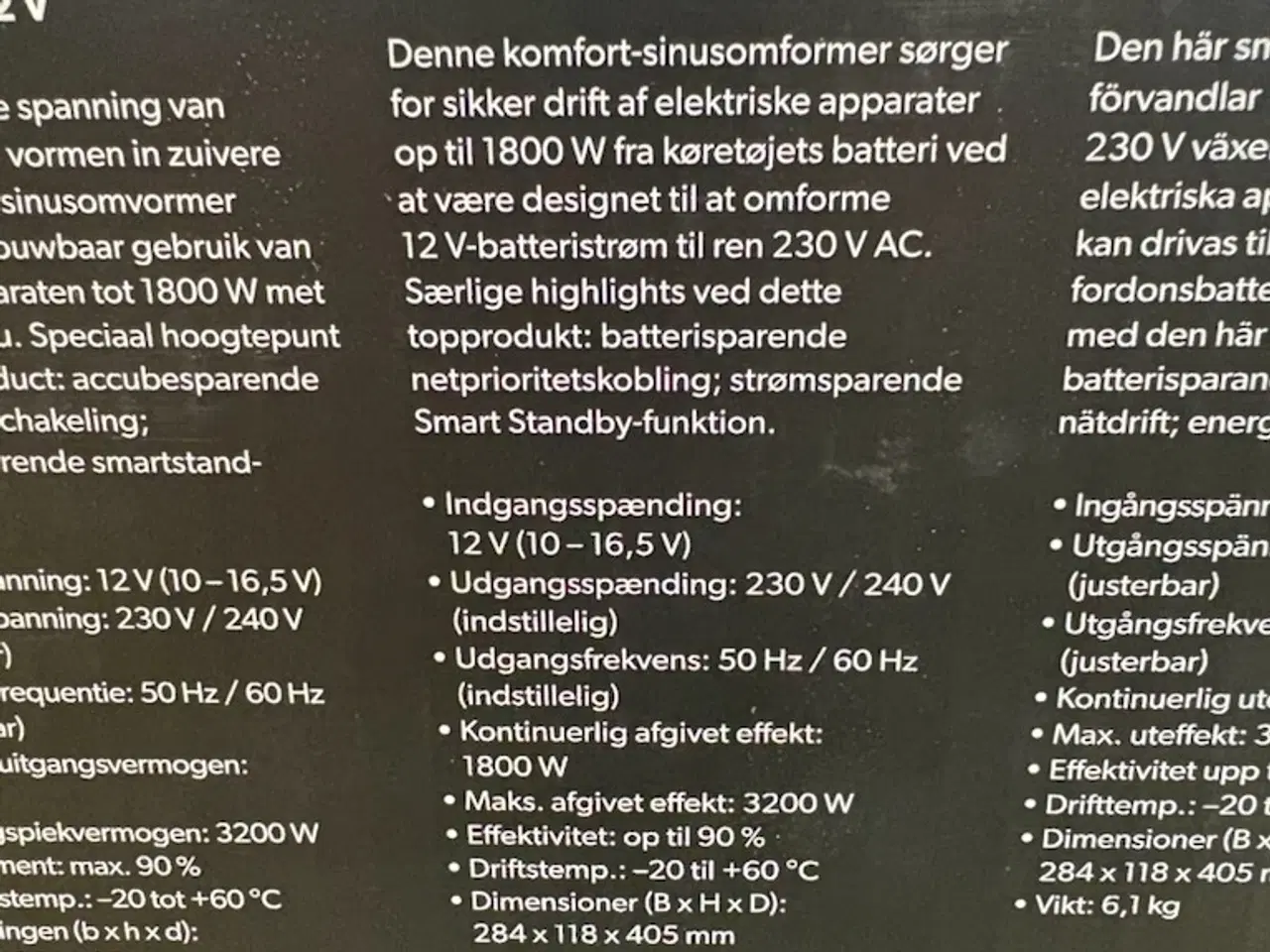 Billede 4 - Inverter Dometic DSP 1812T Comfort sine Wave 