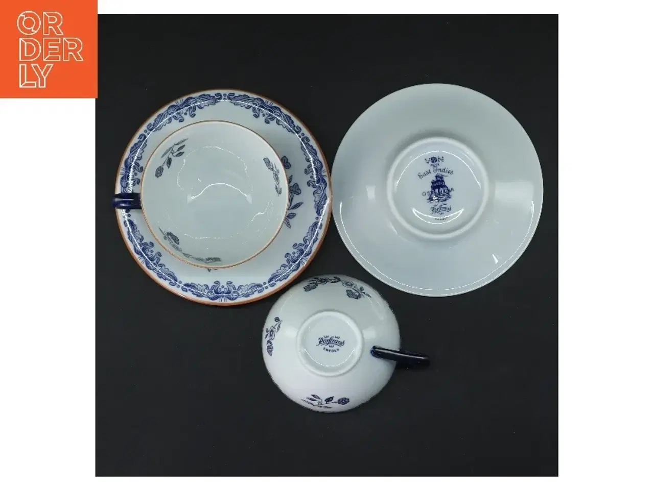 Billede 3 - Porcelænskopper med underkopper fra Rrstrand (str. Ø 8,5 & 13 cm)